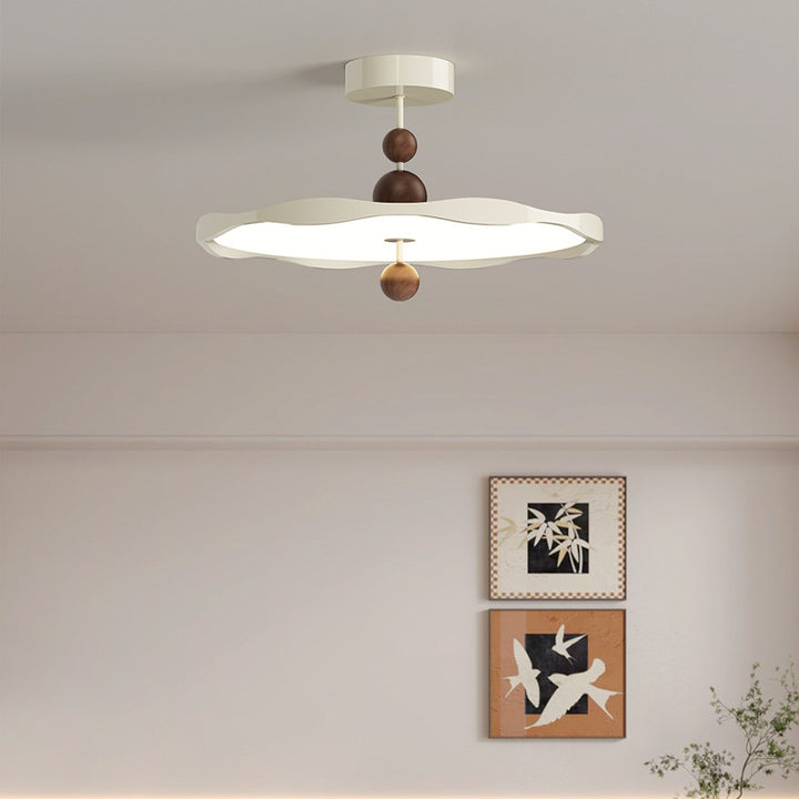 Lustre semi-encastré LED rond en fer traditionnel en aluminium acrylique pour chambre à coucher 