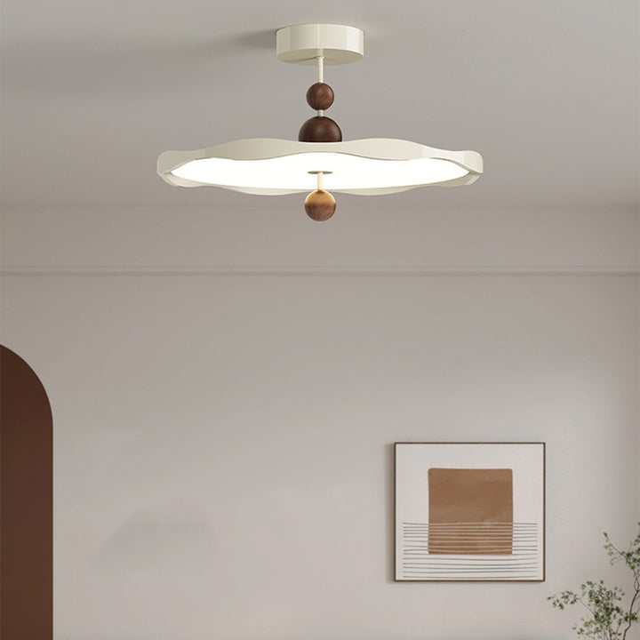 Lustre semi-encastré LED rond en fer traditionnel en aluminium acrylique pour chambre à coucher 