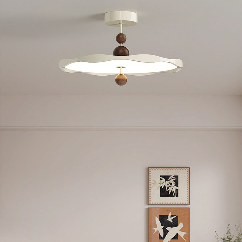Lustre semi-encastré LED rond en fer traditionnel en aluminium acrylique pour chambre à coucher 