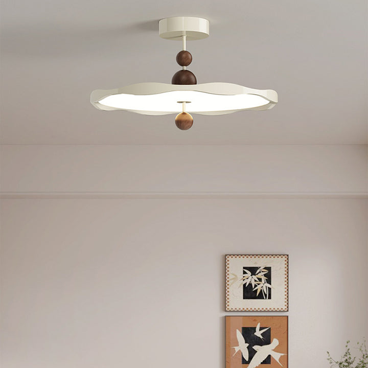 Lustre semi-encastré LED rond en fer traditionnel en aluminium acrylique pour chambre à coucher 