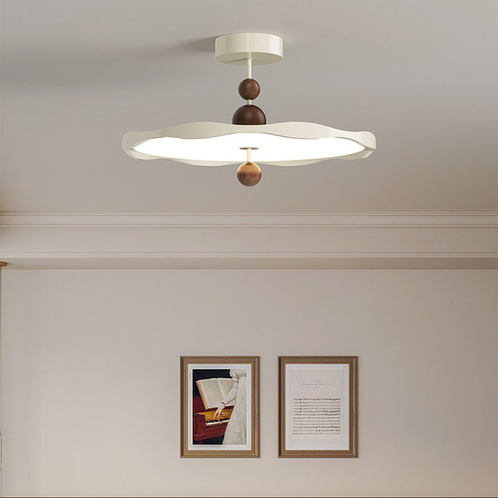 Lustre semi-encastré LED rond en fer traditionnel en aluminium acrylique pour chambre à coucher 