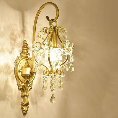 Traditionelle französische Hardware-Kristall-Tropfen-Laterne 1-Licht-Wandleuchte für den Flur 