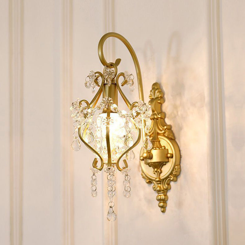 Traditionelle französische Hardware-Kristall-Tropfen-Laterne 1-Licht-Wandleuchte für den Flur 