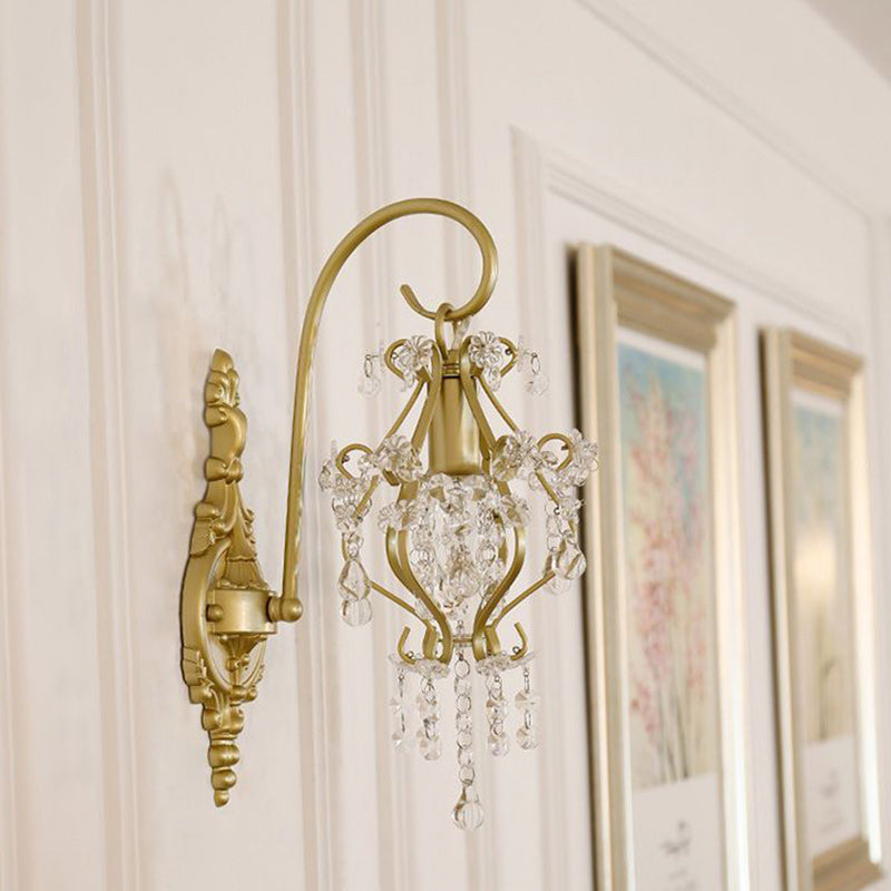 Traditionelle französische Hardware-Kristall-Tropfen-Laterne 1-Licht-Wandleuchte für den Flur 