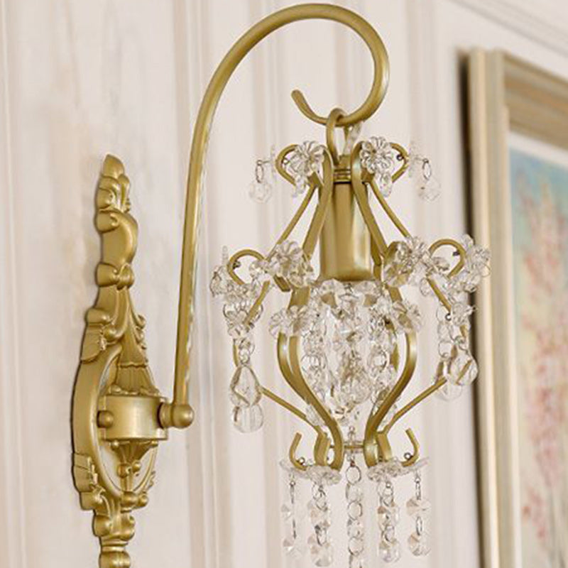 Traditionelle französische Hardware-Kristall-Tropfen-Laterne 1-Licht-Wandleuchte für den Flur 