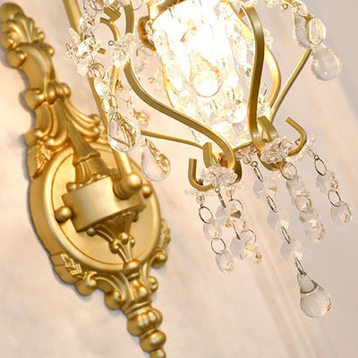 Traditionelle französische Hardware-Kristall-Tropfen-Laterne 1-Licht-Wandleuchte für den Flur 