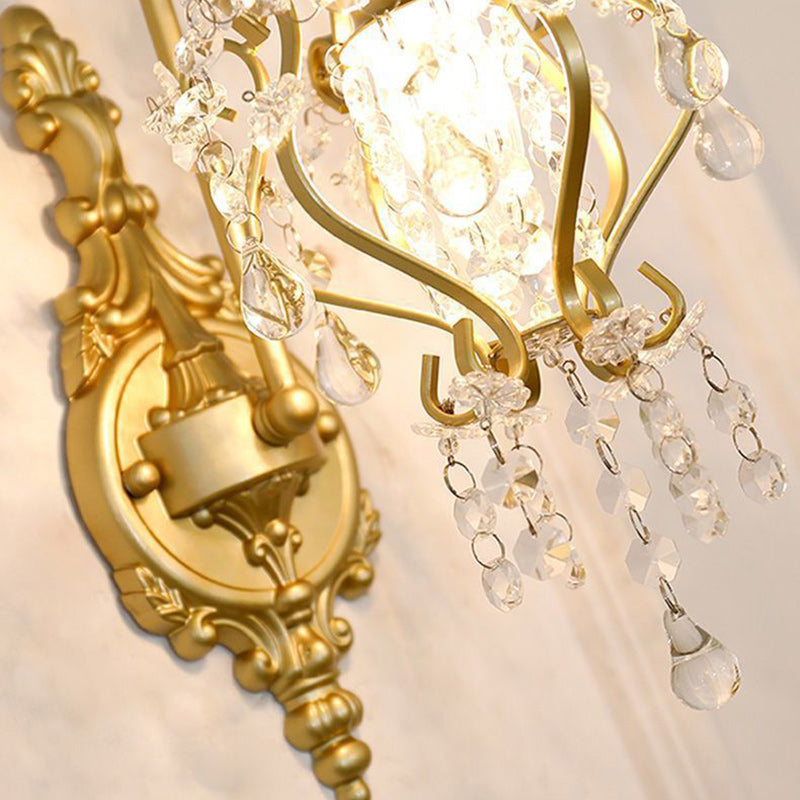 Traditionelle französische Hardware-Kristall-Tropfen-Laterne 1-Licht-Wandleuchte für den Flur 