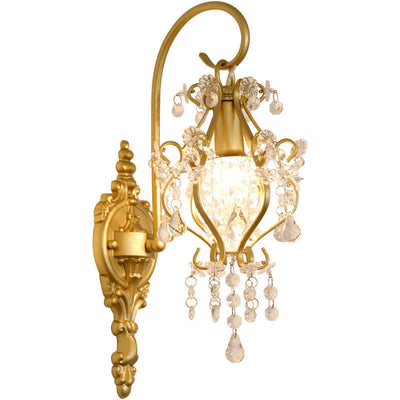Traditionelle französische Hardware-Kristall-Tropfen-Laterne 1-Licht-Wandleuchte für den Flur 