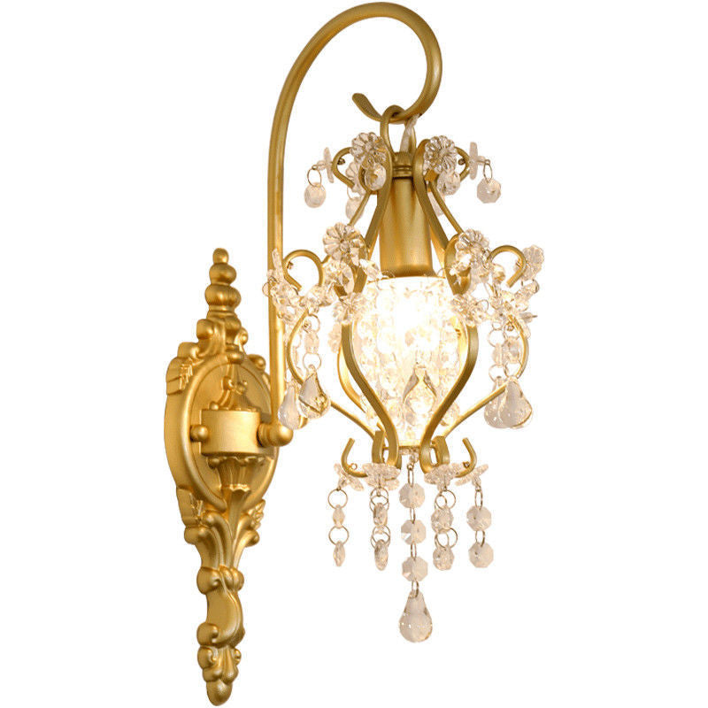 Traditionelle französische Hardware-Kristall-Tropfen-Laterne 1-Licht-Wandleuchte für den Flur 