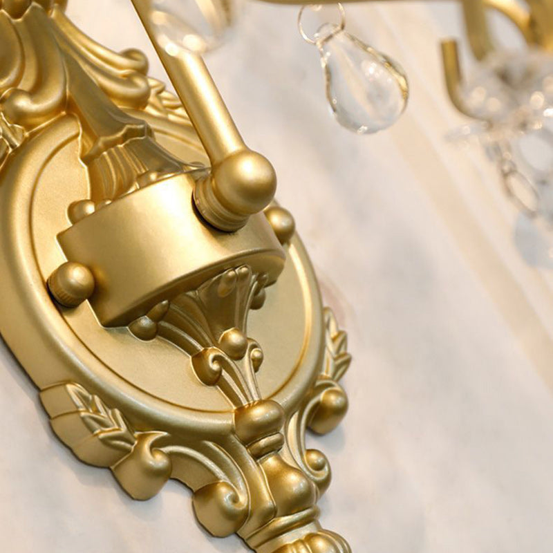 Traditionelle französische Hardware-Kristall-Tropfen-Laterne 1-Licht-Wandleuchte für den Flur 