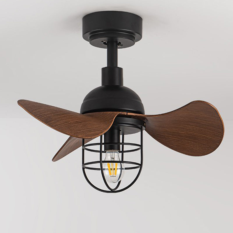 Ventilateur de plafond avec cage cylindrique en fer ABS industriel contemporain à 1 lumière pour salon 