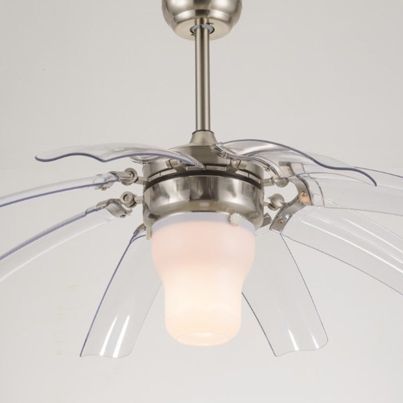 Ventilateur de plafond avec lumière LED en ABS acrylique vintage traditionnel avec tiges vers le bas en métal pour salon 