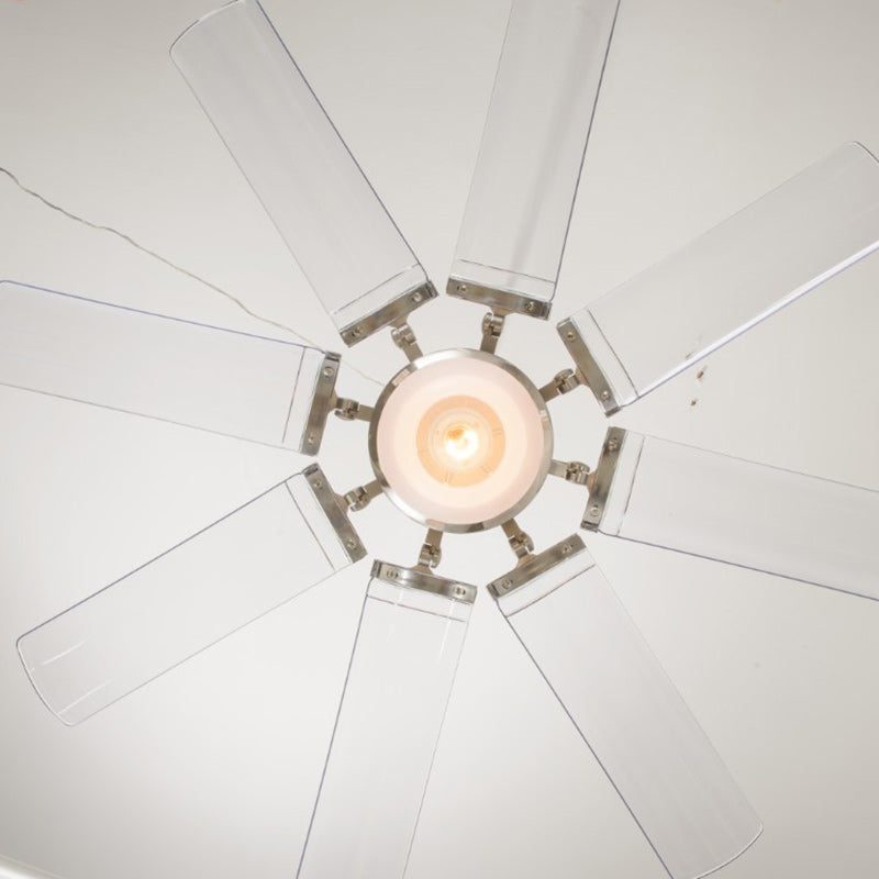 Ventilateur de plafond avec lumière LED en ABS acrylique vintage traditionnel avec tiges vers le bas en métal pour salon 