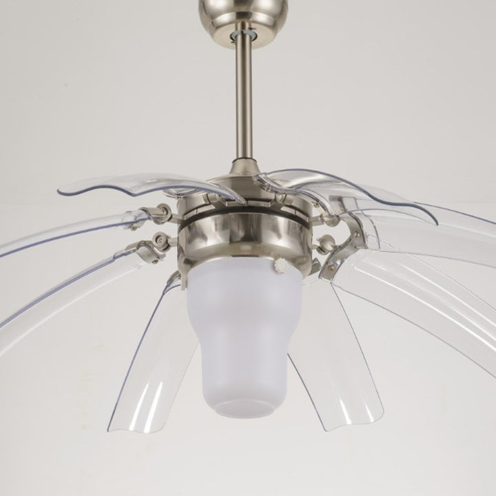 Ventilateur de plafond avec lumière LED en ABS acrylique vintage traditionnel avec tiges vers le bas en métal pour salon 