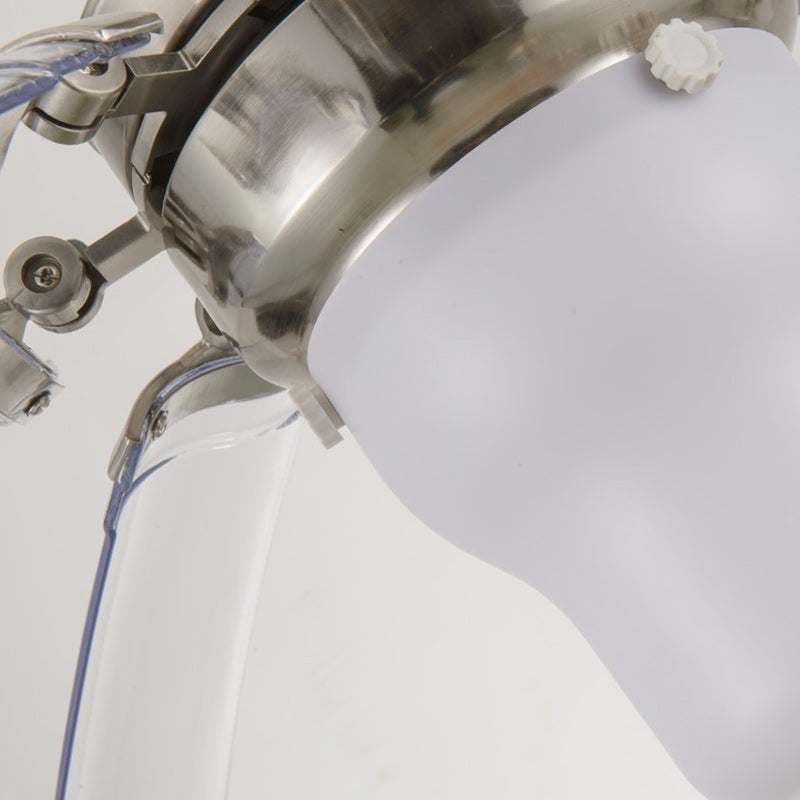 Ventilateur de plafond avec lumière LED en ABS acrylique vintage traditionnel avec tiges vers le bas en métal pour salon 