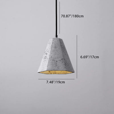Suspension Luminaire Contemporain Industriel en Ciment à Cône Trapézoïdal 1 Lumière pour Salle à Manger 