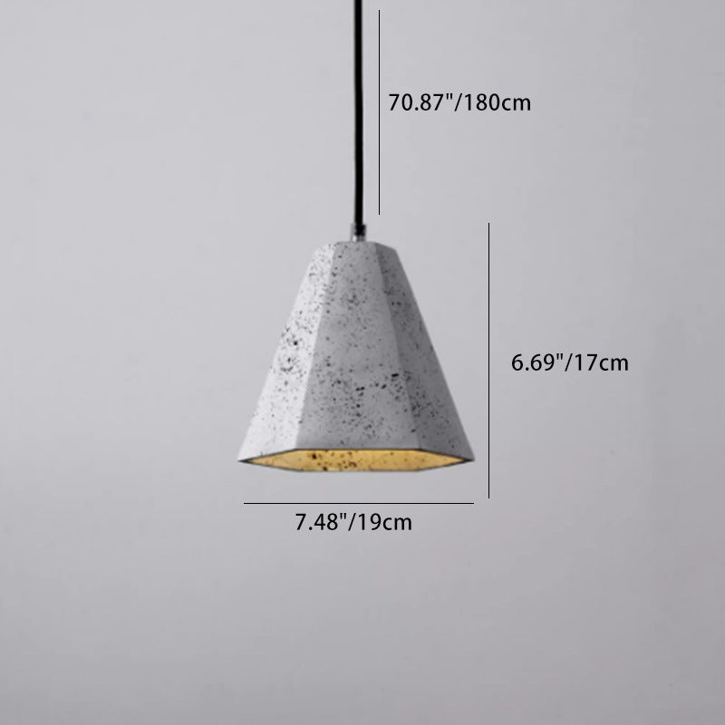 Suspension Luminaire Contemporain Industriel en Ciment à Cône Trapézoïdal 1 Lumière pour Salle à Manger 