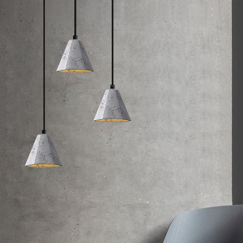 Suspension Luminaire Contemporain Industriel en Ciment à Cône Trapézoïdal 1 Lumière pour Salle à Manger 