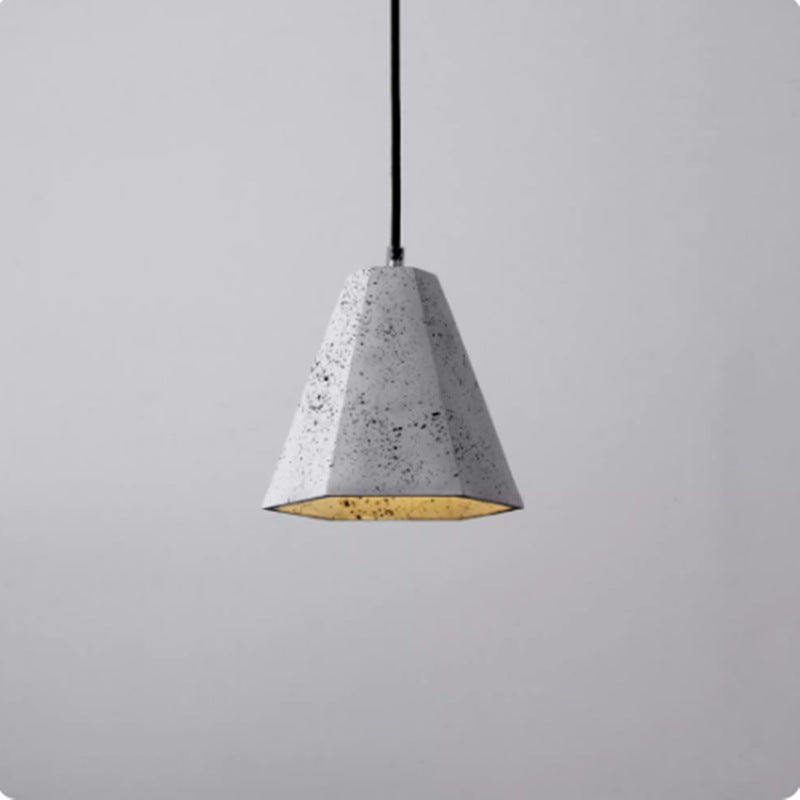 Suspension Luminaire Contemporain Industriel en Ciment à Cône Trapézoïdal 1 Lumière pour Salle à Manger 