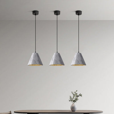 Suspension Luminaire Contemporain Industriel en Ciment à Cône Trapézoïdal 1 Lumière pour Salle à Manger 