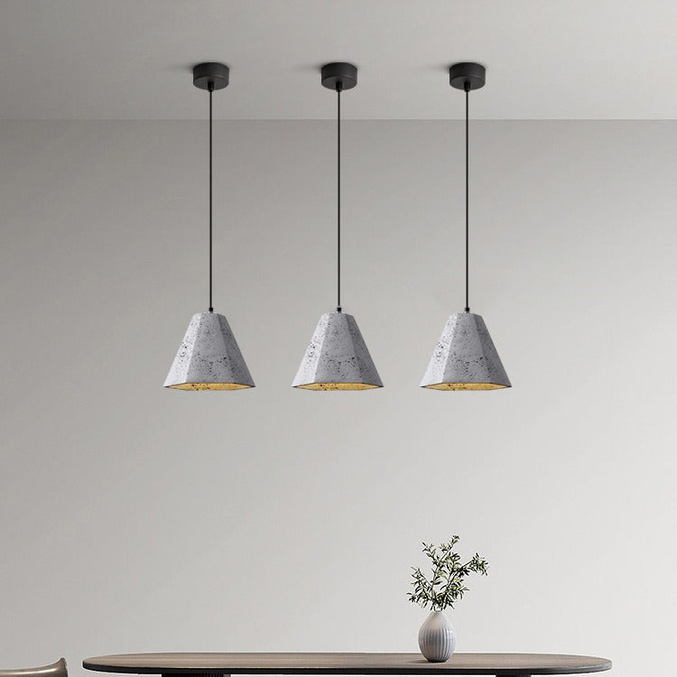 Suspension Luminaire Contemporain Industriel en Ciment à Cône Trapézoïdal 1 Lumière pour Salle à Manger 