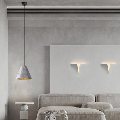 Suspension Luminaire Contemporain Industriel en Ciment à Cône Trapézoïdal 1 Lumière pour Salle à Manger 
