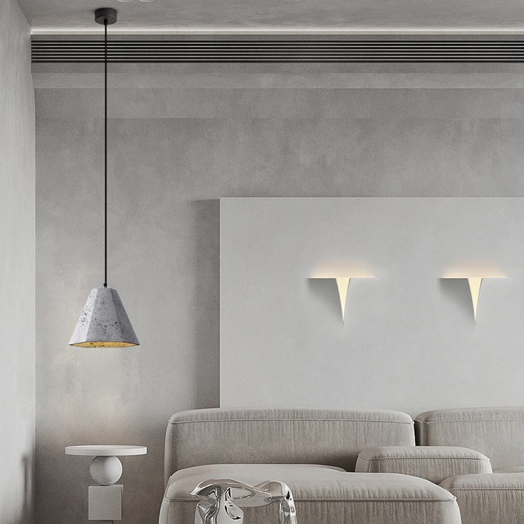 Suspension Luminaire Contemporain Industriel en Ciment à Cône Trapézoïdal 1 Lumière pour Salle à Manger 