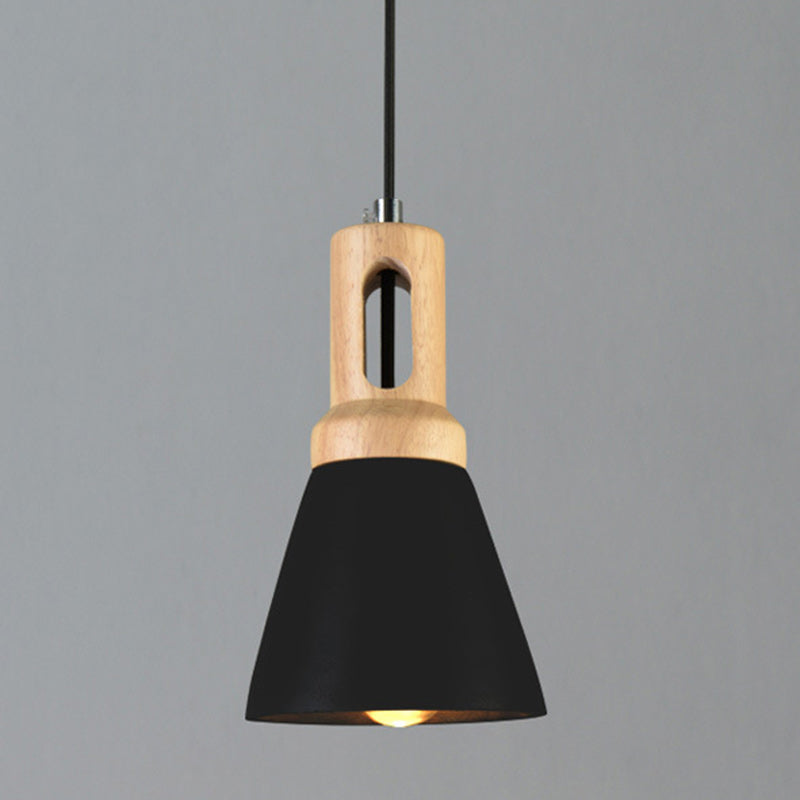 Zeitgenössische skandinavische Holz-Zement-Kegel 1-Licht Pendelleuchte für das Esszimmer 