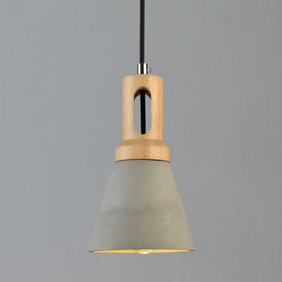 Zeitgenössische skandinavische Holz-Zement-Kegel 1-Licht Pendelleuchte für das Esszimmer 