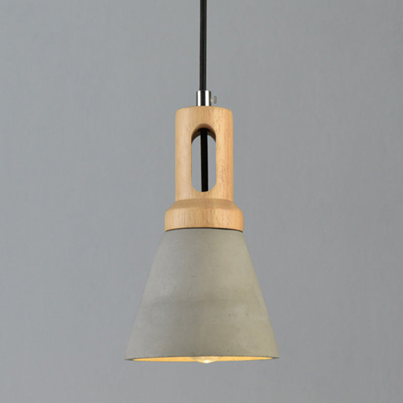 Zeitgenössische skandinavische Holz-Zement-Kegel 1-Licht Pendelleuchte für das Esszimmer 
