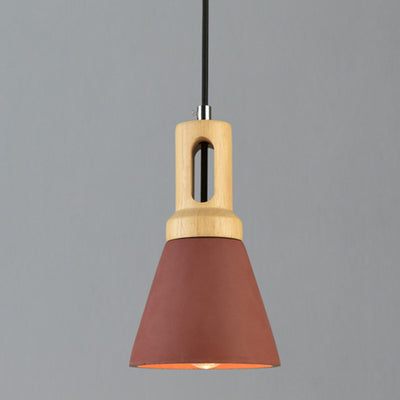 Zeitgenössische skandinavische Holz-Zement-Kegel 1-Licht Pendelleuchte für das Esszimmer 