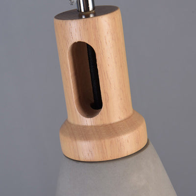 Zeitgenössische skandinavische Holz-Zement-Kegel 1-Licht Pendelleuchte für das Esszimmer 