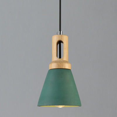 Zeitgenössische skandinavische Holz-Zement-Kegel 1-Licht Pendelleuchte für das Esszimmer 