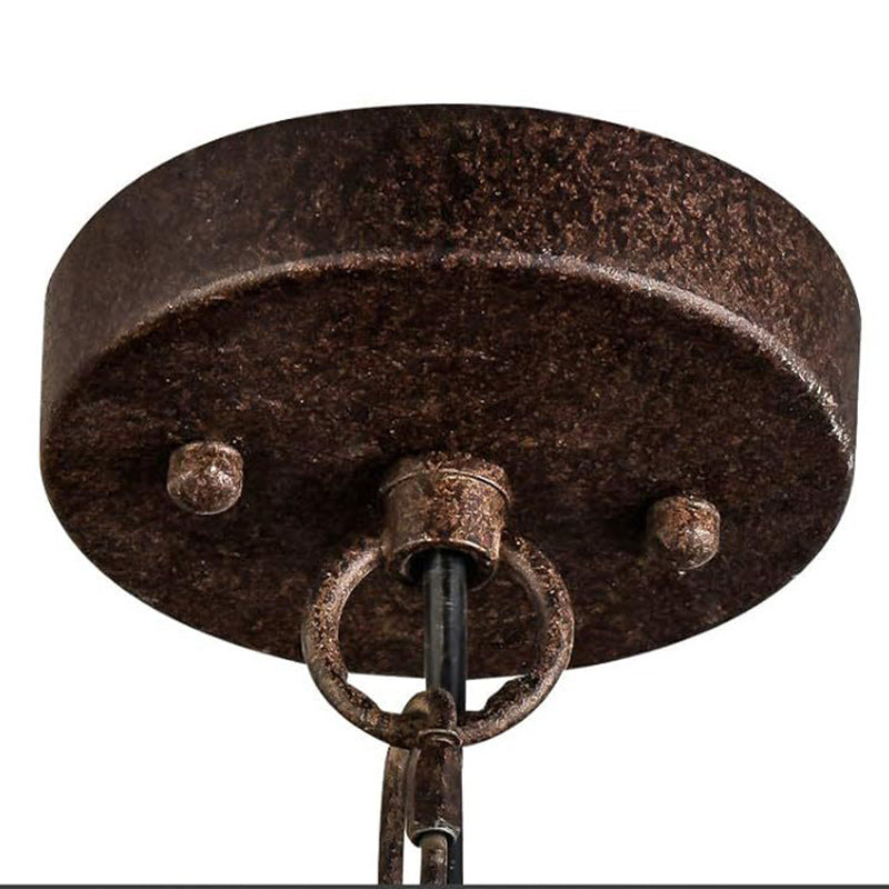 Cage rouillée en bois et métal industriel contemporain, suspension 1 lumière pour salle à manger 