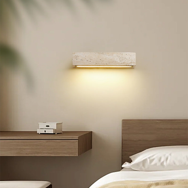Zeitgenössische Retro Wasserdichte Travertin Rechteckige LED Wandleuchte Für Außenbereich Terrasse 