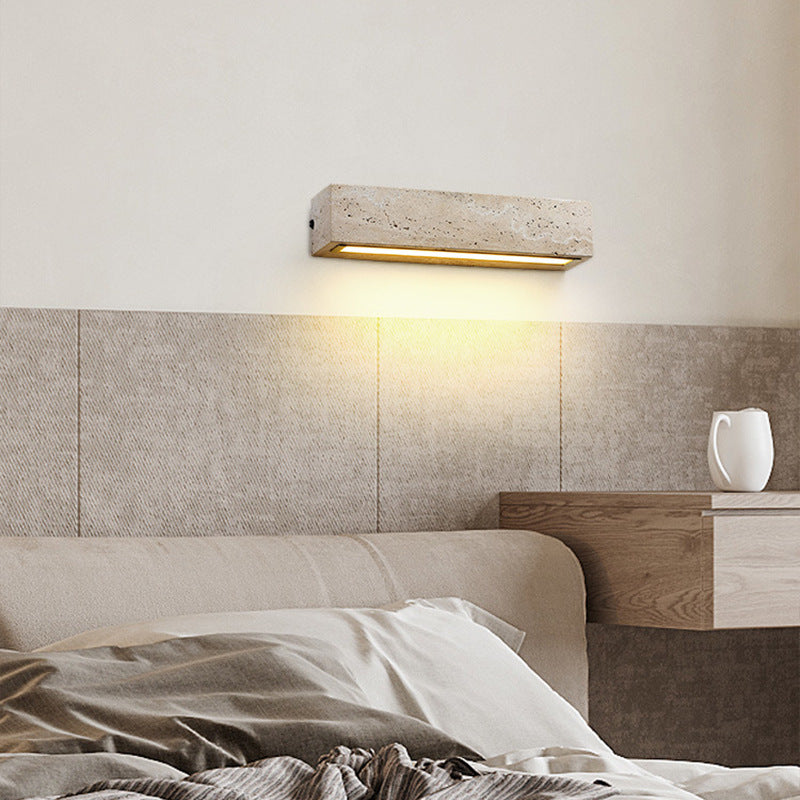 Zeitgenössische Retro Wasserdichte Travertin Rechteckige LED Wandleuchte Für Außenbereich Terrasse 
