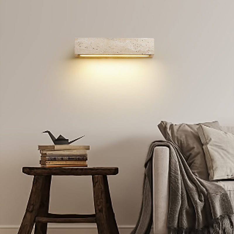 Zeitgenössische Retro Wasserdichte Travertin Rechteckige LED Wandleuchte Für Außenbereich Terrasse 