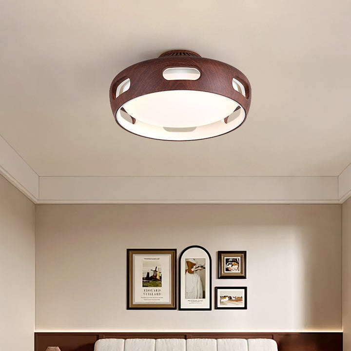 Ventilador de techo contemporáneo nórdico redondo sin aspas de PC acrílico LED semi-empotrado para dormitorio 