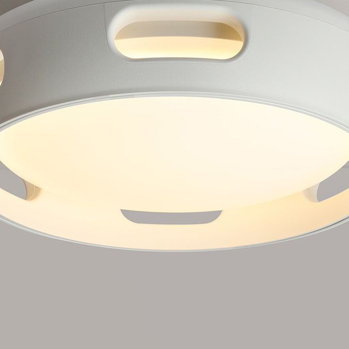 Ventilador de techo contemporáneo nórdico redondo sin aspas de PC acrílico LED semi-empotrado para dormitorio 