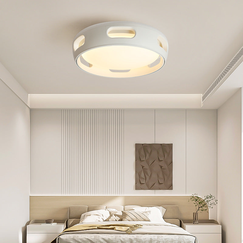 Ventilador de techo contemporáneo nórdico redondo sin aspas de PC acrílico LED semi-empotrado para dormitorio 