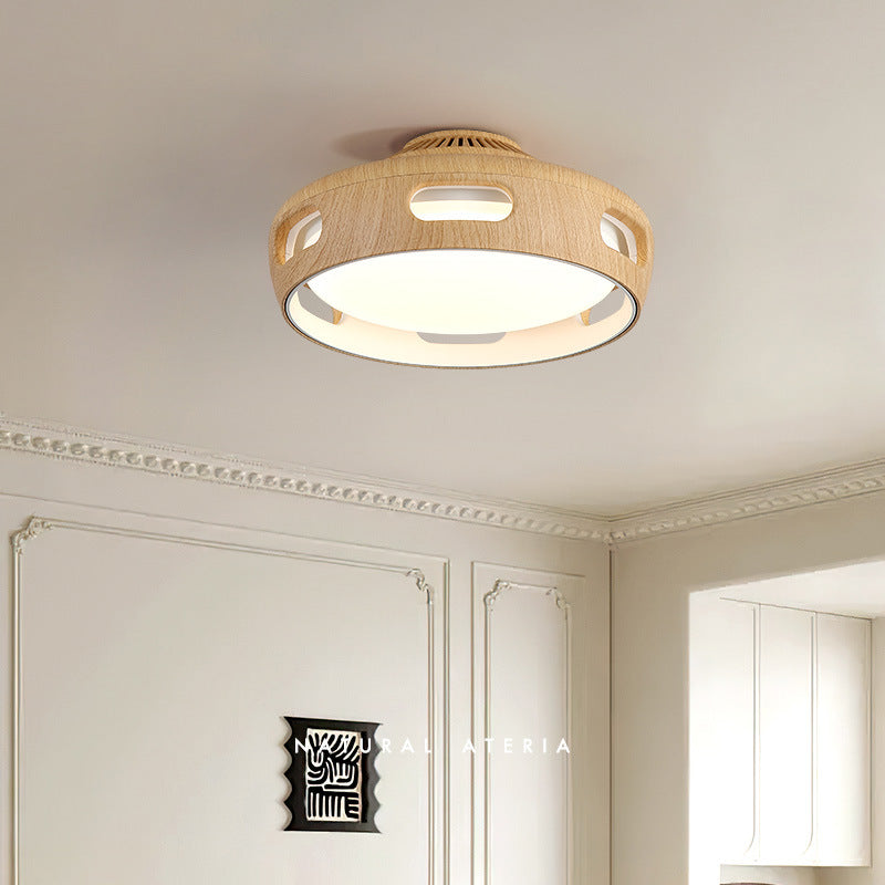 Ventilador de techo contemporáneo nórdico redondo sin aspas de PC acrílico LED semi-empotrado para dormitorio 
