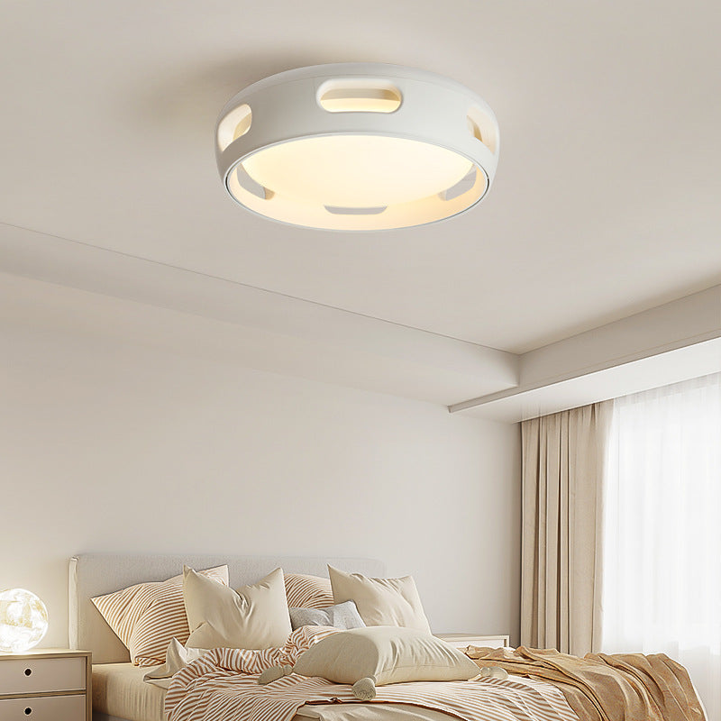 Ventilador de techo contemporáneo nórdico redondo sin aspas de PC acrílico LED semi-empotrado para dormitorio 