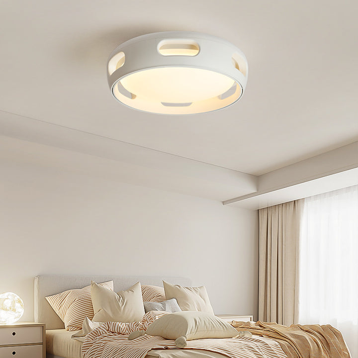 Ventilador de techo contemporáneo nórdico redondo sin aspas de PC acrílico LED semi-empotrado para dormitorio 