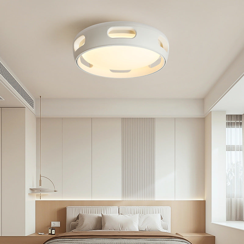 Ventilador de techo contemporáneo nórdico redondo sin aspas de PC acrílico LED semi-empotrado para dormitorio 
