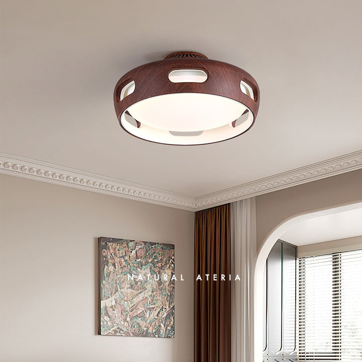 Ventilador de techo contemporáneo nórdico redondo sin aspas de PC acrílico LED semi-empotrado para dormitorio 