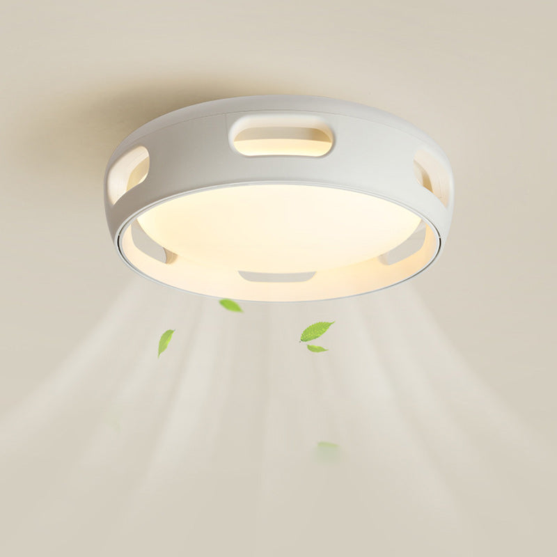 Ventilador de techo contemporáneo nórdico redondo sin aspas de PC acrílico LED semi-empotrado para dormitorio 
