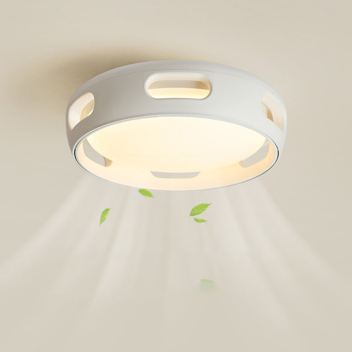 Ventilador de techo contemporáneo nórdico redondo sin aspas de PC acrílico LED semi-empotrado para dormitorio 