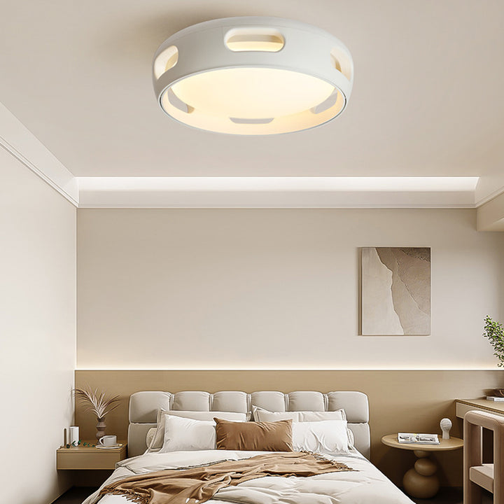 Ventilador de techo contemporáneo nórdico redondo sin aspas de PC acrílico LED semi-empotrado para dormitorio 
