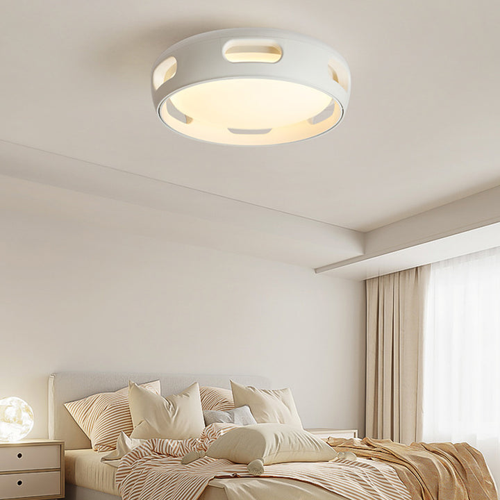 Ventilador de techo contemporáneo nórdico redondo sin aspas de PC acrílico LED semi-empotrado para dormitorio 