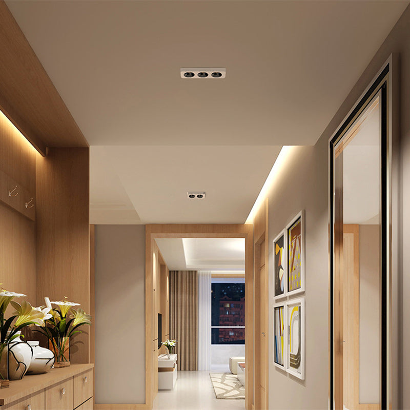 Moderne minimalistische LED-Deckenleuchte aus Eisen mit quadratischem/rechteckigem Wabennetz-Design, ultradünnem Spot-Downlight und bündiger Montage für den Flur 